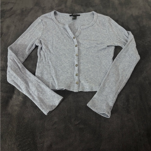 Blue  Button-Up Cardigan - Picture 1 of 4